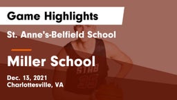 St. Anne's-Belfield School vs Miller School Game Highlights - Dec. 13, 2021