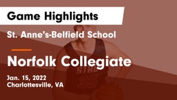 St. Anne's-Belfield School vs Norfolk Collegiate Game Highlights - Jan. 15, 2022