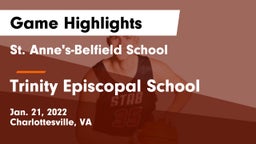 St. Anne's-Belfield School vs Trinity Episcopal School Game Highlights - Jan. 21, 2022