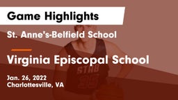 St. Anne's-Belfield School vs Virginia Episcopal School Game Highlights - Jan. 26, 2022