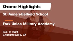 St. Anne's-Belfield School vs Fork Union Military Academy Game Highlights - Feb. 2, 2022