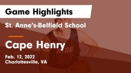 St. Anne's-Belfield School vs Cape Henry Game Highlights - Feb. 12, 2022
