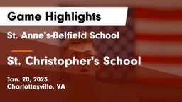 St. Anne's-Belfield School vs St. Christopher's School Game Highlights - Jan. 20, 2023