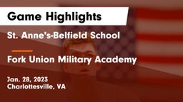 St. Anne's-Belfield School vs Fork Union Military Academy Game Highlights - Jan. 28, 2023
