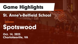 St. Anne's-Belfield School vs Spotswood  Game Highlights - Oct. 14, 2023
