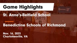 St. Anne's-Belfield School vs Benedictine Schools of Richmond Game Highlights - Nov. 16, 2023