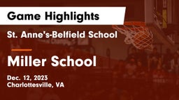 St. Anne's-Belfield School vs Miller School Game Highlights - Dec. 12, 2023