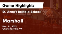 St. Anne's-Belfield School vs Marshall  Game Highlights - Dec. 21, 2023