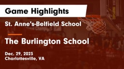 St. Anne's-Belfield School vs The Burlington School Game Highlights - Dec. 29, 2023