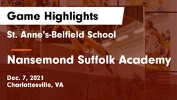 St. Anne's-Belfield School vs Nansemond Suffolk Academy Game Highlights - Dec. 7, 2021