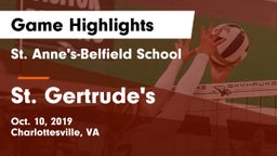 St. Anne's-Belfield School vs St. Gertrude's Game Highlights - Oct. 10, 2019