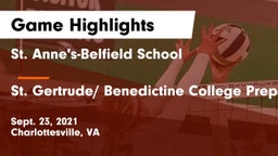 St. Anne's-Belfield School vs St. Gertrude/ Benedictine College Preparatory Game Highlights - Sept. 23, 2021