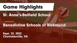 St. Anne's-Belfield School vs Benedictine Schools of Richmond Game Highlights - Sept. 23, 2022