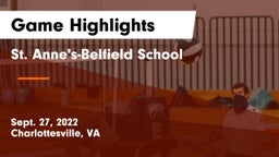 St. Anne's-Belfield School Game Highlights - Sept. 27, 2022