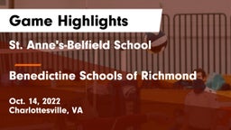 St. Anne's-Belfield School vs Benedictine Schools of Richmond Game Highlights - Oct. 14, 2022