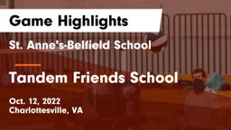 St. Anne's-Belfield School vs Tandem Friends School Game Highlights - Oct. 12, 2022