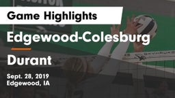 Edgewood-Colesburg  vs Durant Game Highlights - Sept. 28, 2019