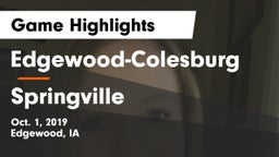 Edgewood-Colesburg  vs Springville  Game Highlights - Oct. 1, 2019