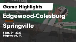 Edgewood-Colesburg  vs Springville  Game Highlights - Sept. 24, 2022