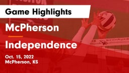 McPherson  vs Independence  Game Highlights - Oct. 15, 2022