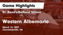 St. Anne's-Belfield School vs Western Albemarle  Game Highlights - March 16, 2022