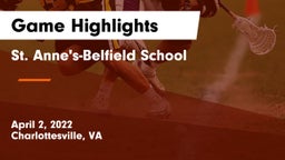 St. Anne's-Belfield School Game Highlights - April 2, 2022
