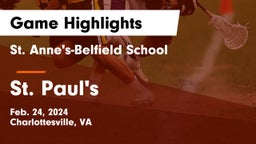 St. Anne's-Belfield School vs St. Paul's  Game Highlights - Feb. 24, 2024