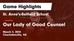 St. Anne's-Belfield School vs Our Lady of Good Counsel  Game Highlights - March 2, 2024