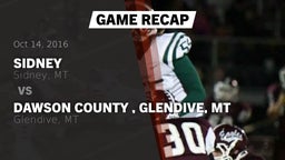 Recap: Sidney  vs. Dawson County , Glendive, MT 2016