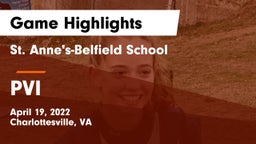 St. Anne's-Belfield School vs PVI Game Highlights - April 19, 2022