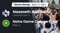 Recap: Nazareth Academy  vs. Notre Dame College Prep 2021