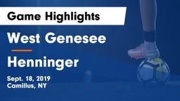 West Genesee  vs Henninger  Game Highlights - Sept. 18, 2019