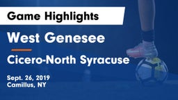West Genesee  vs Cicero-North Syracuse  Game Highlights - Sept. 26, 2019