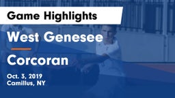 West Genesee  vs Corcoran  Game Highlights - Oct. 3, 2019