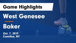 West Genesee  vs Baker  Game Highlights - Oct. 7, 2019