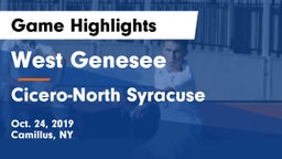 West Genesee  vs Cicero-North Syracuse  Game Highlights - Oct. 24, 2019