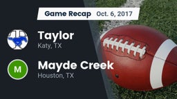 Recap: Taylor  vs. Mayde Creek  2017