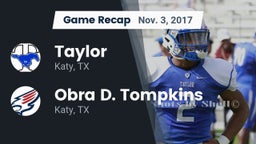 Recap: Taylor  vs. Obra D. Tompkins  2017