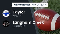 Recap: Taylor  vs. Langham Creek  2017