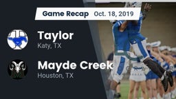 Recap: Taylor  vs. Mayde Creek  2019