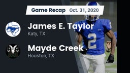 Recap: James E. Taylor  vs. Mayde Creek  2020