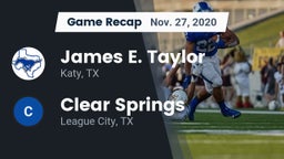 Recap: James E. Taylor  vs. Clear Springs  2020