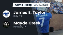 Recap: James E. Taylor  vs. Mayde Creek  2022