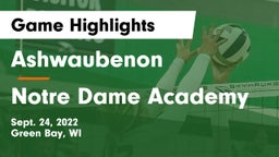 Ashwaubenon  vs Notre Dame Academy Game Highlights - Sept. 24, 2022