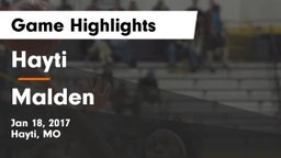 Hayti  vs Malden  Game Highlights - Jan 18, 2017