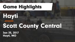 Hayti  vs Scott County Central Game Highlights - Jan 25, 2017