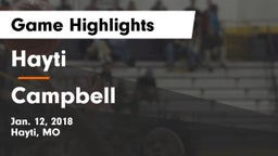 Hayti  vs Campbell Game Highlights - Jan. 12, 2018