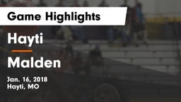 Hayti  vs Malden  Game Highlights - Jan. 16, 2018
