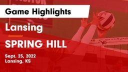 Lansing  vs SPRING HILL  Game Highlights - Sept. 25, 2022