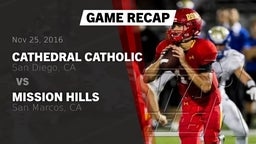 Recap: Cathedral Catholic  vs. Mission Hills  2016